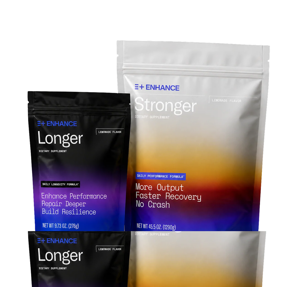 Longer+ and Stronger+ pouches